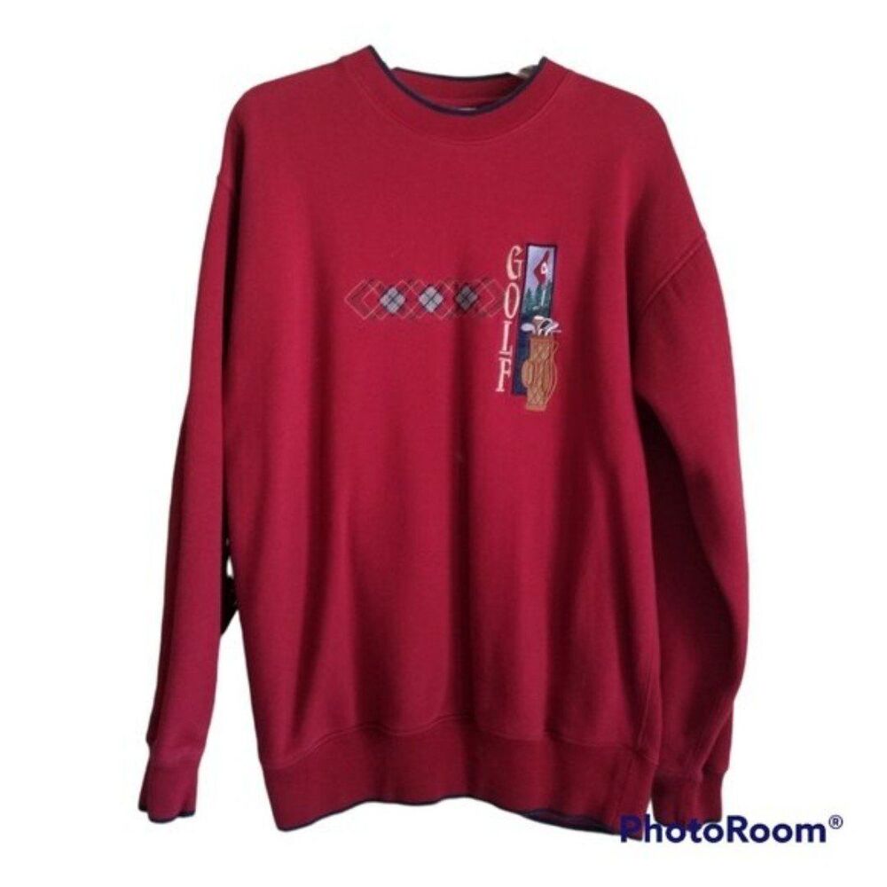 Red Golf Sweater Shirt Size Medium